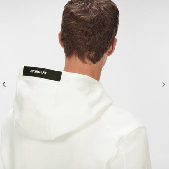 C.P. Company Diagonal Raised Fleece Hoodie (Gauze White) - Mens Medium - Picture 3 of 3